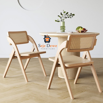 Kursi Lipat Kayu Jati Anyaman Rattan