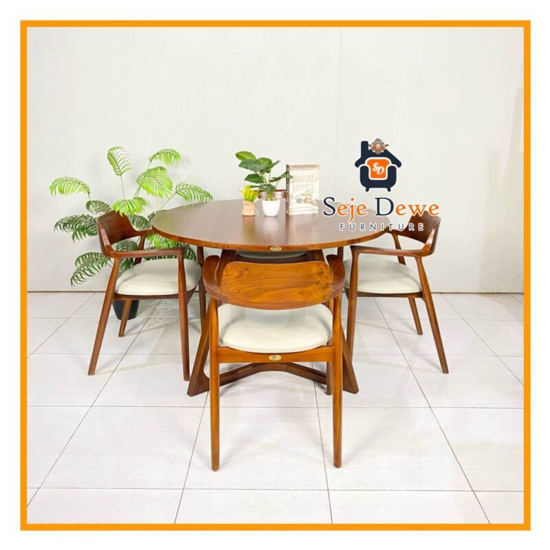 Set Meja makan Bulat 4 Kursi